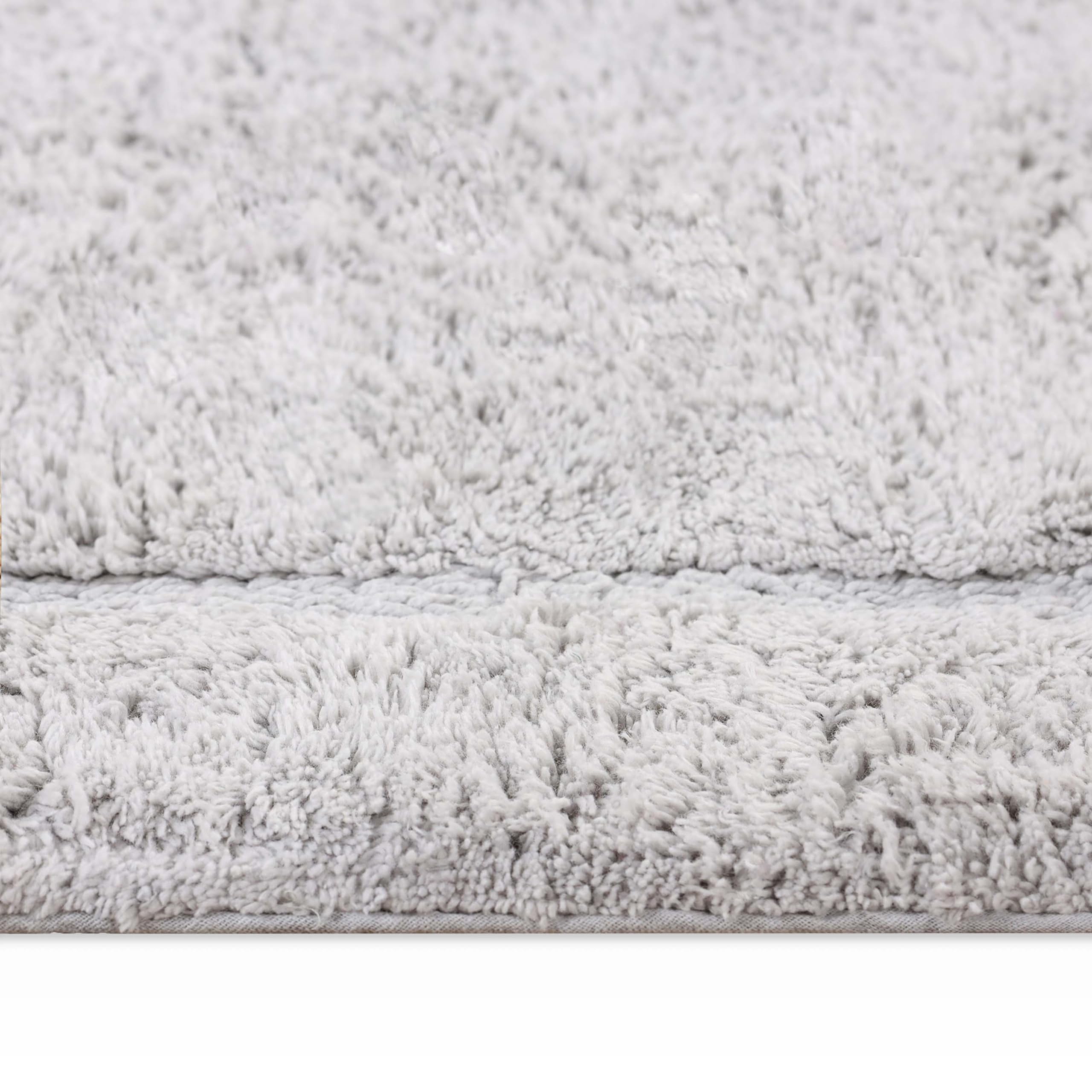 Superior Non- Slip Cotton Oval Bath rug with Spray Latex Backing Tappeti da Bagno, Cotone, Argento-Ovale, 2 PC Set