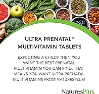 Vista 3 de NaturesPlus Multivitamínico ultra prenatal, 800 mcg de folato, 180 tabletas vegetarianas, suplemento prenatal con hierro, yodo, calcio y vitaminas