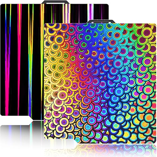 JUUPINE 257x257mm Bambu Lab Build Plate for Bambu Lab X2D/A1/P1P/P1S /P2S/X1/X1C/X1E/3D Printer, 3D Printer Flexible Spring Steel Sheet Removable Platform (Smooth Kaleidoscope+Smooth Light Beam)
