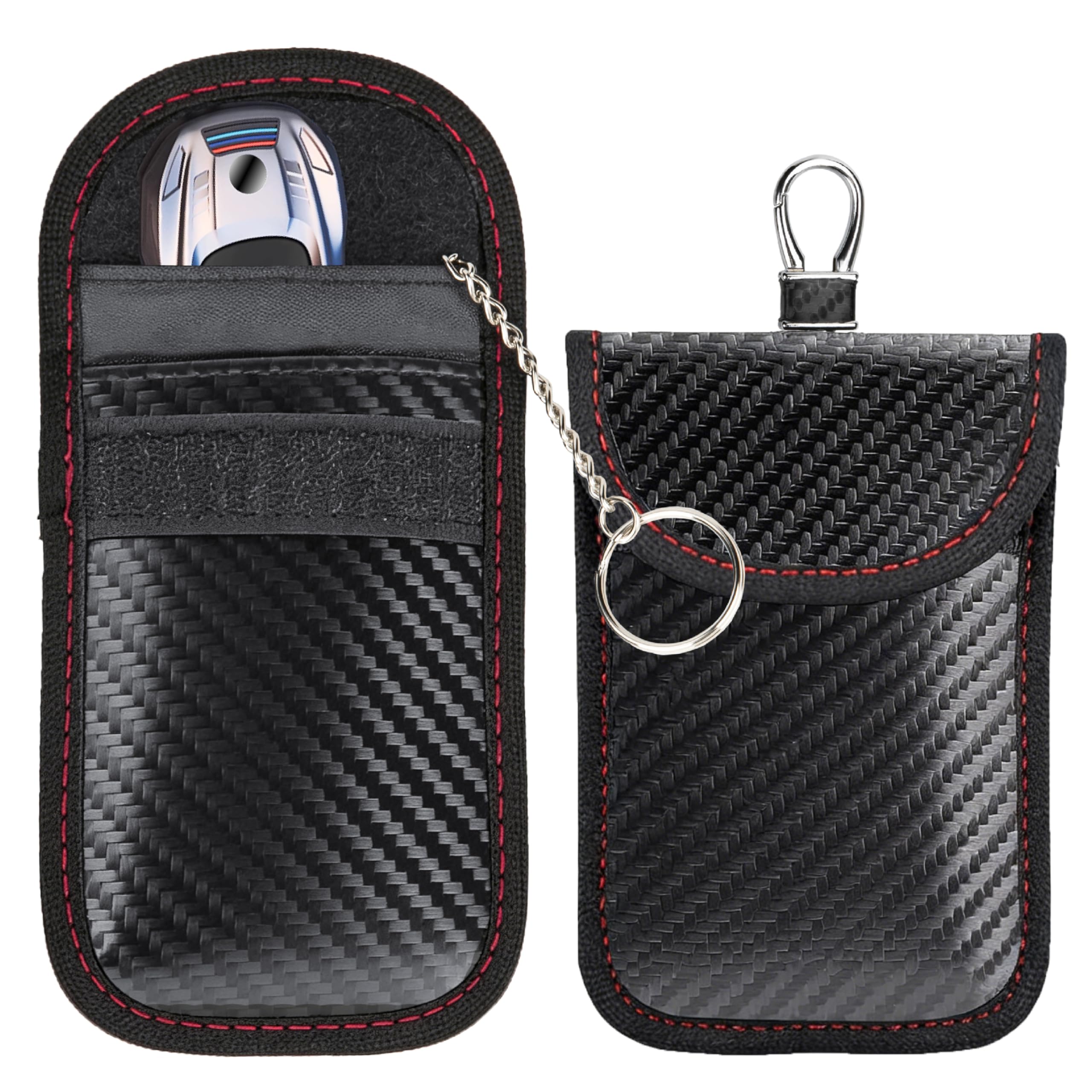 2 Pcs Faraday Bag for Car Keys, RFID Signal Blocking Pouch, Anti-Theft Key Fob Protector, Cell Phone Signal Blocker Case, Car Key Fob Cage (Small)