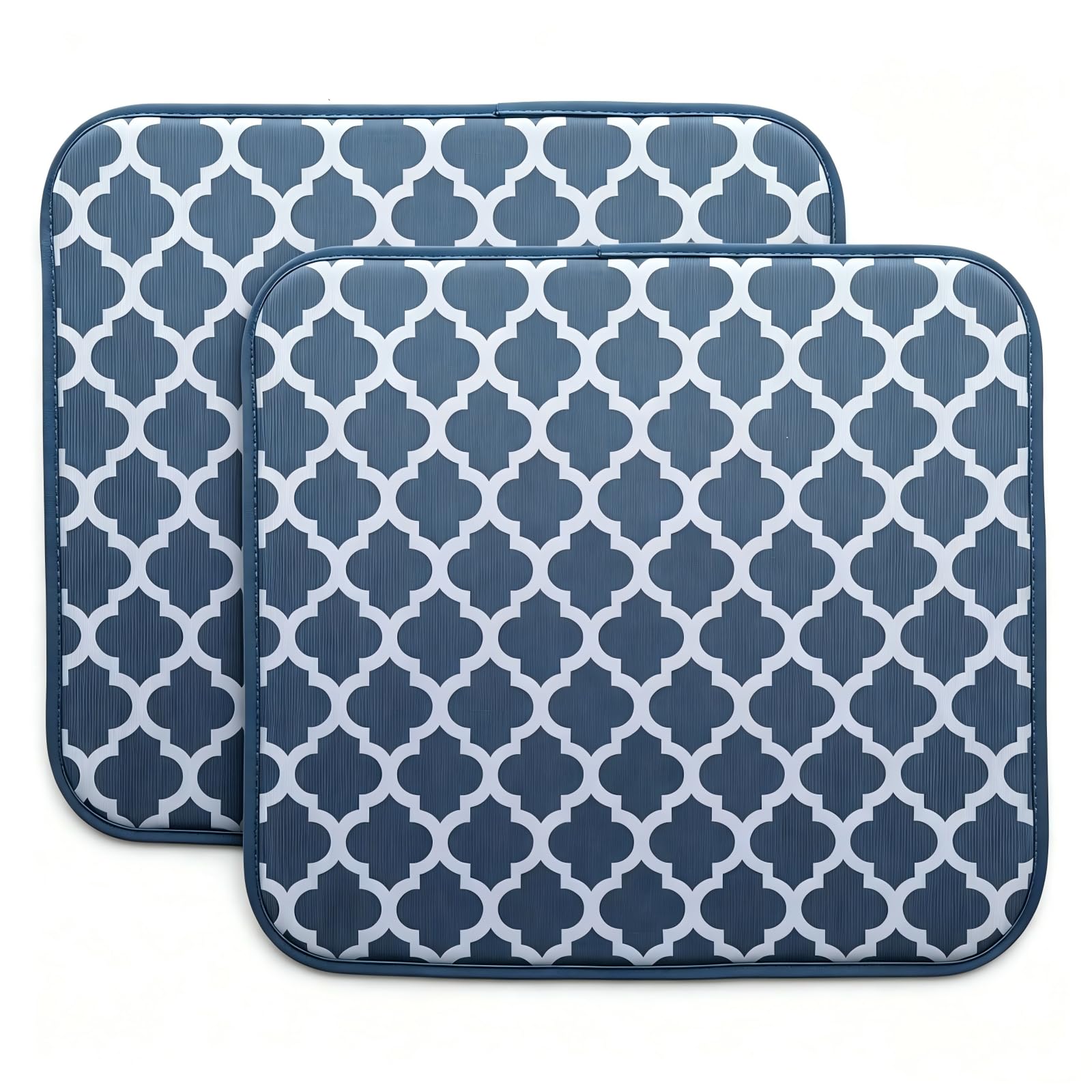 Microfibre Drying Mat for Kitchen Dish Drying Drainer Mat Absorbent Drying Mat Washing Up for Glass, Plate &Cup 40cm x 46 cm 2 Pack Slate Blue Bracket