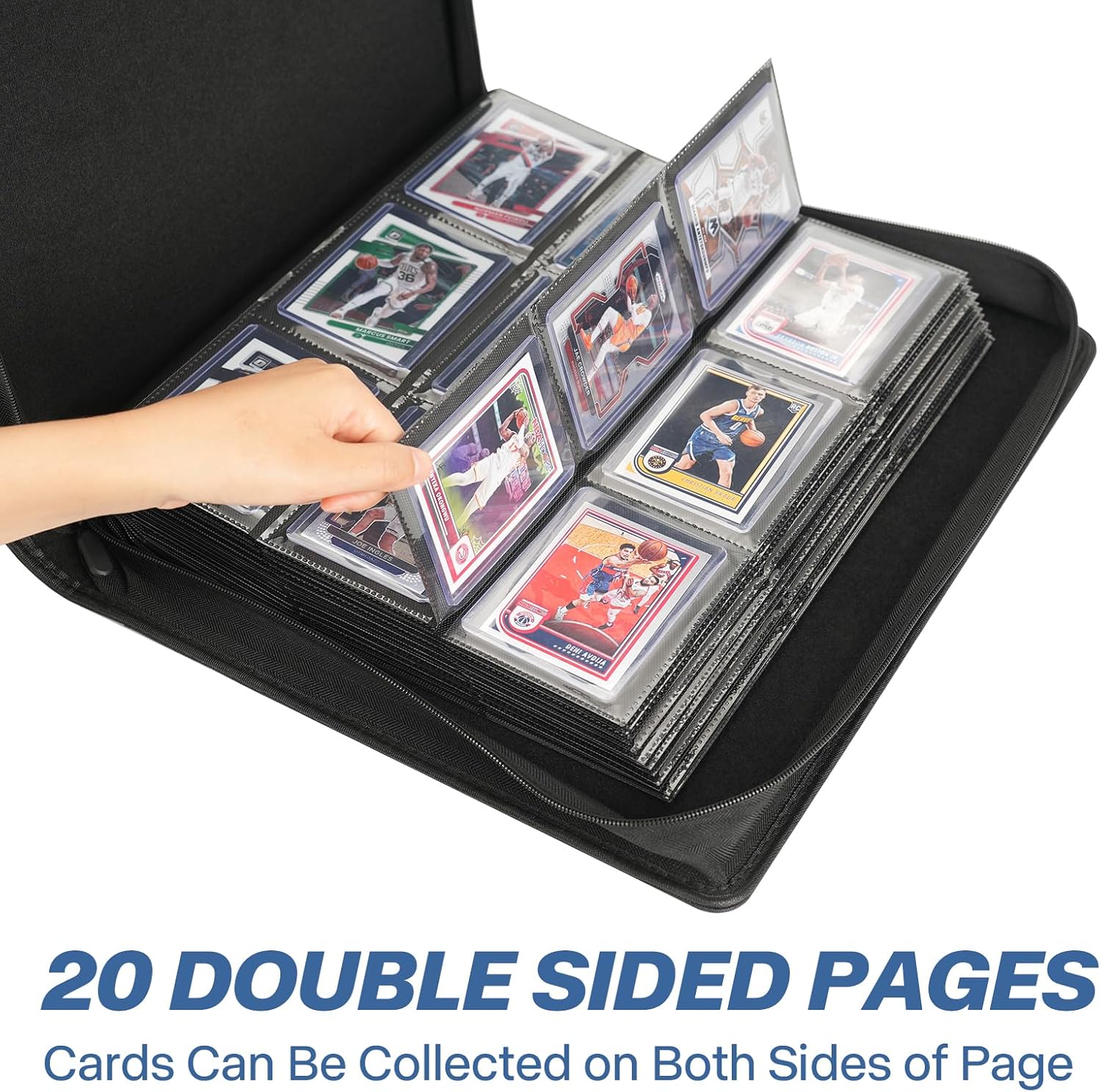 9 Pocket TopLoader Binder, Holds 360 3”x4” Toploader Hard Cases, Sleeves Card Collection Binder, 20 Double Sided Pages, Compatible with Trading & Sports Holder - Blue