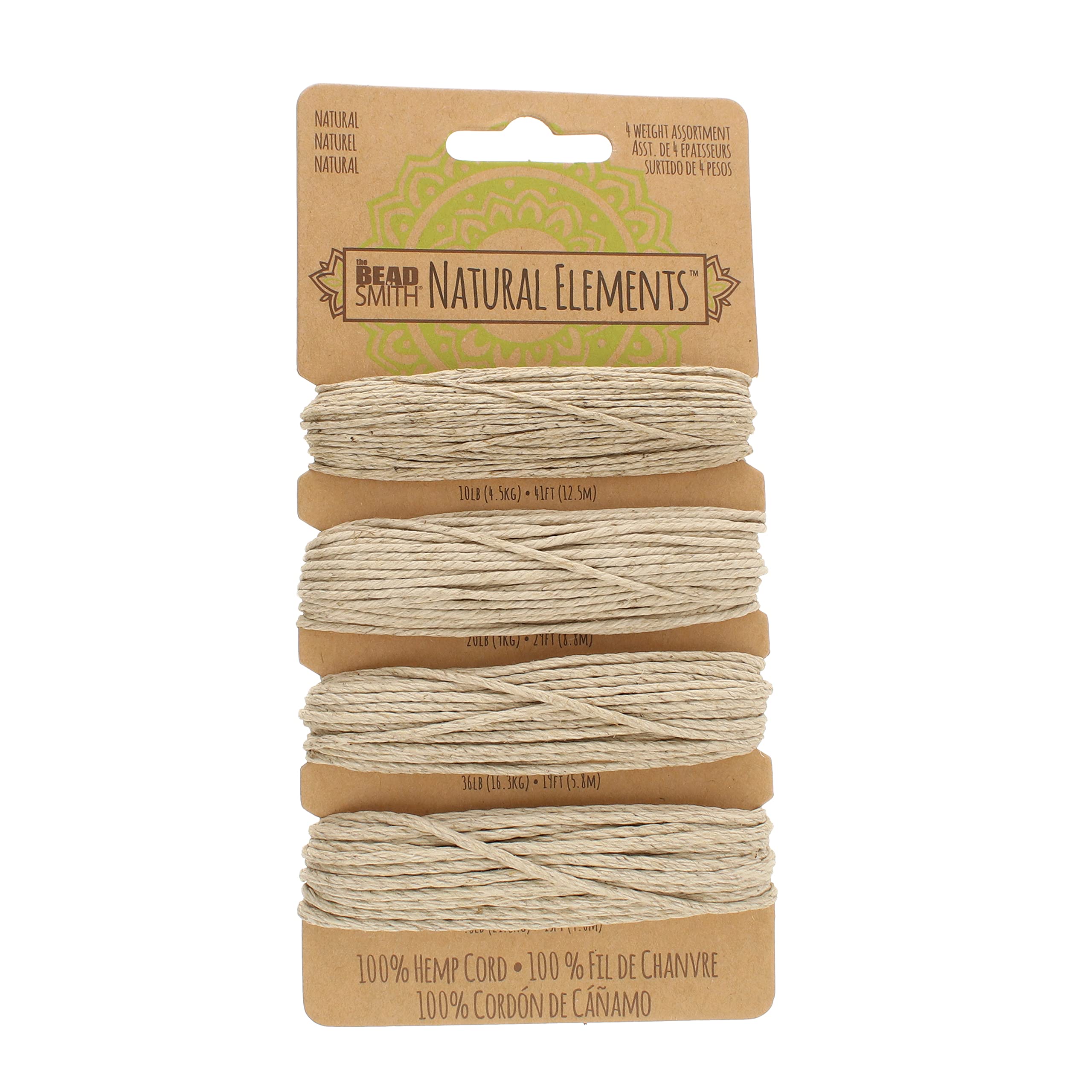The Beadsmith 100% Hemp Cord – Neutral Colors – 4 Assorted Weights & Lengths – Twine for Jewelry Making, Macrame, Paper Crafts, Gardening, Scrapbooking, Home Décor, DIY String Art & More