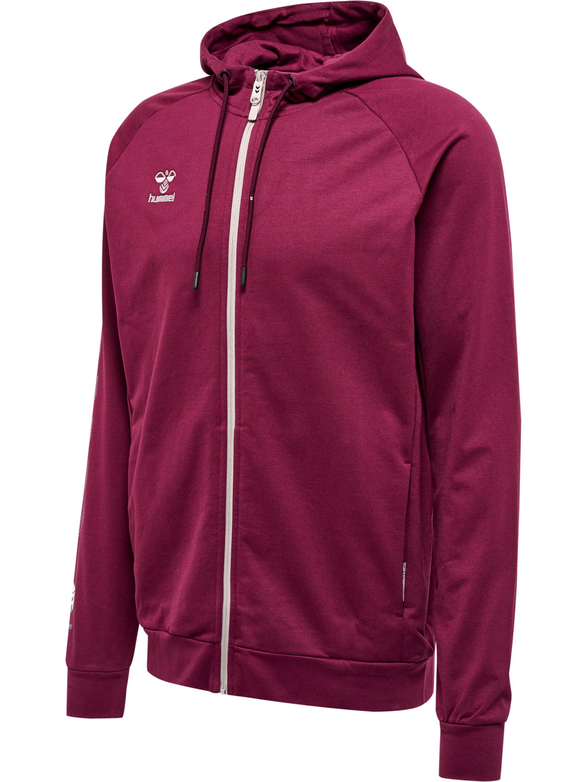 hummel Unisex Hmlmove Grid Cotton Zip Hoodie Hooded Sweatshirt Grape Wine