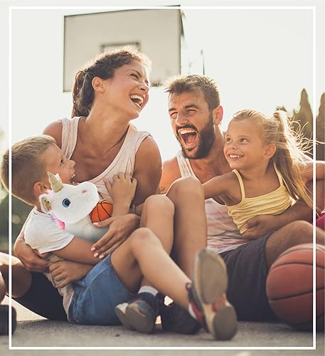 Miniatura 6 de DolliBu Peluche de unicornio blanco y dorado con felpa de baloncesto, unicornio suave para abrazar, juguete de peluche para jugar, bonito regalo de