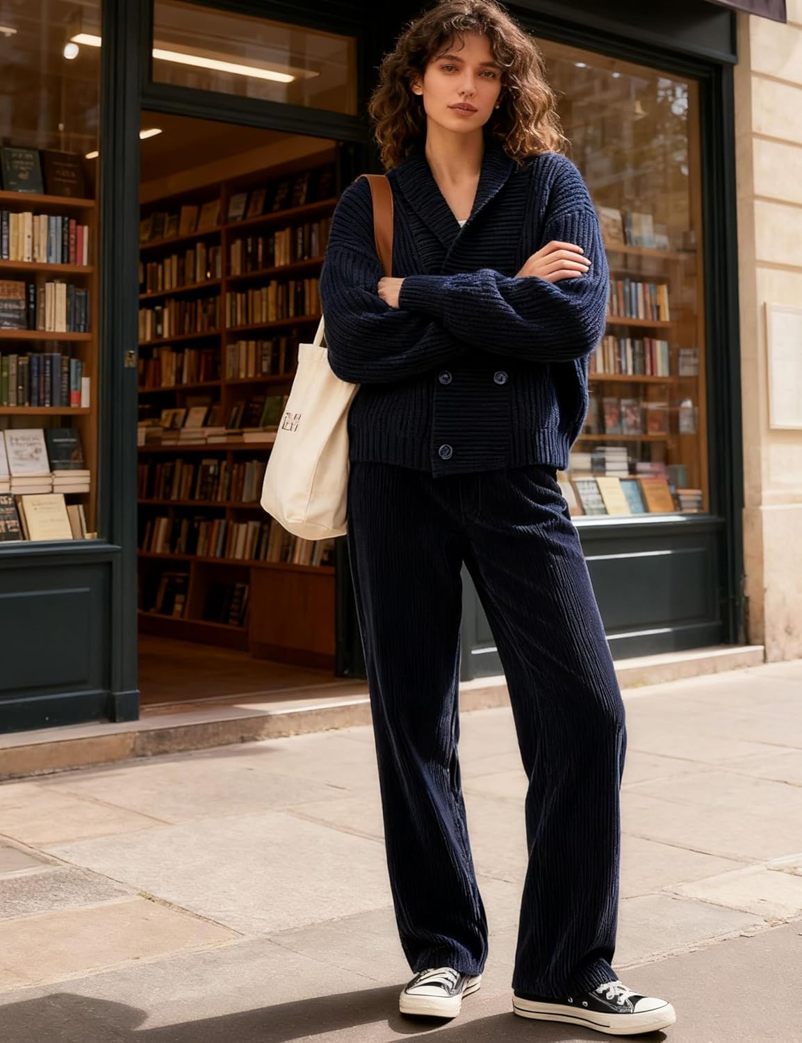 Xiaoxuemeng Womens Knitted Cardigan Sweater Button Down Shawl Collar Cardigan Jackets Chunky Ribbed Knit Sweater Top - Image 3