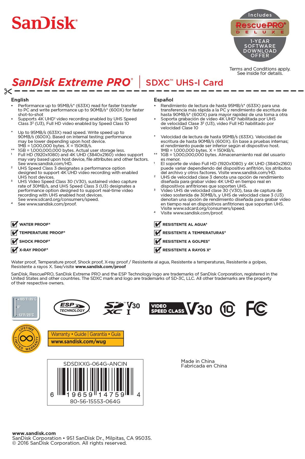 SanDisk Extreme SDXC 64GB - Schnelle Speicherkarte Erneuert Für Foto Und 4K Video