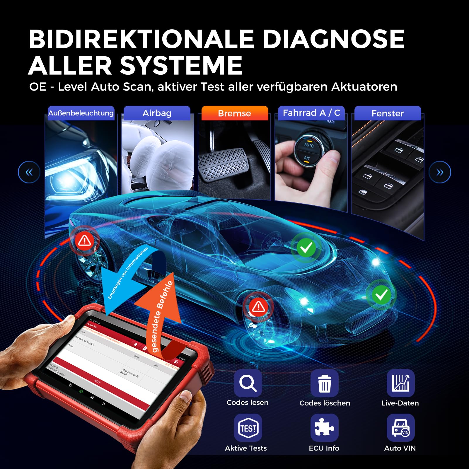 Launch X431 CRP919XBT Elite OBD2-Diagnosegerät, 2026 Drahtlos bidirektionale Scan-Tool, ECU-Codierung, 45+ Dienst, alle System-Diagnosescanner, FCA AutoAuth, V.A.G Guided, CANFD DoIP, 2 Jahre Update