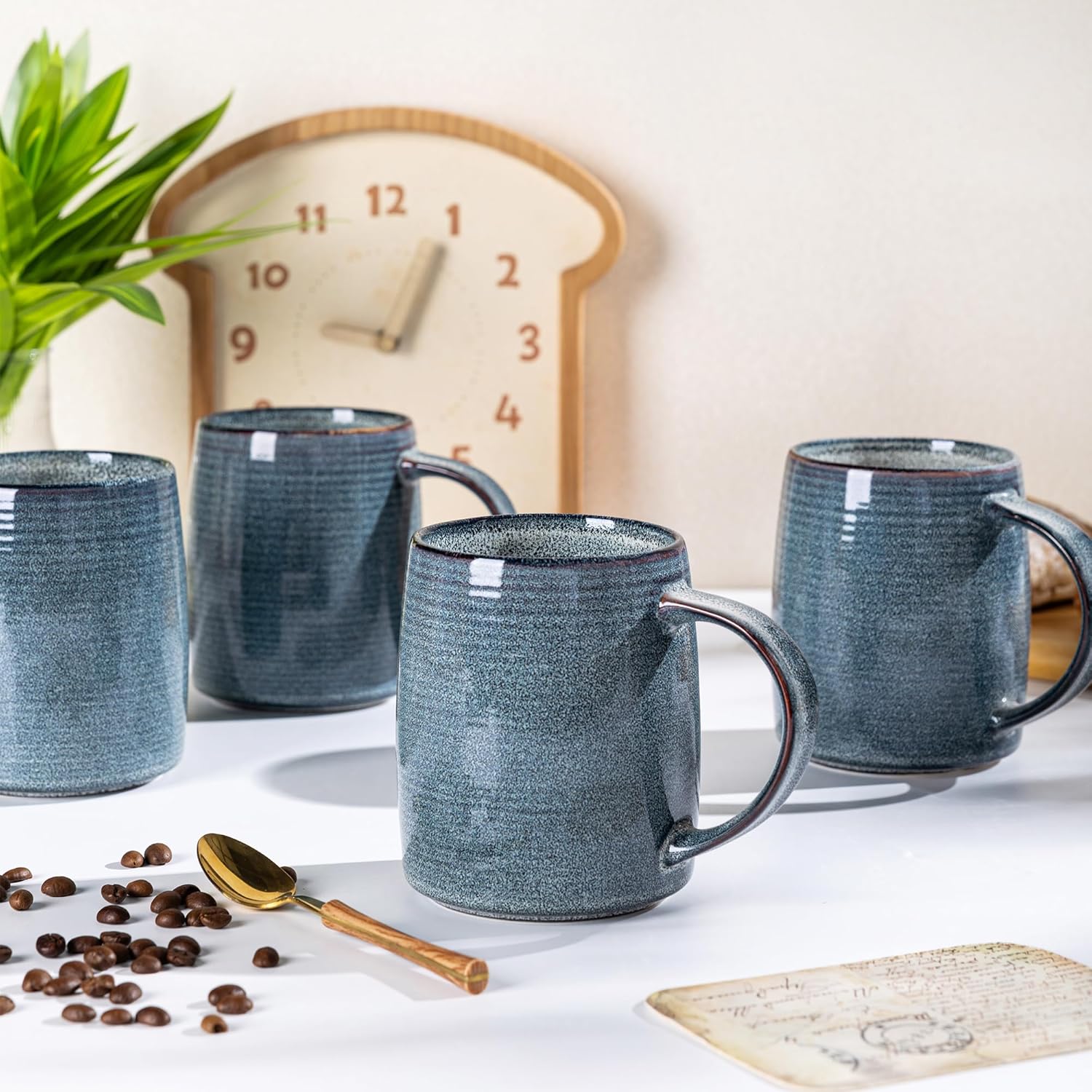 GBHOME Large Coffee Mugs Set of 4, 18oz Handmade Ceramic Coffee Mugs Set with Gradient color for Latte/Tea/Beer/Hot Cocoa, Dishwasher & Microwave Safe, Space blue - Image 6