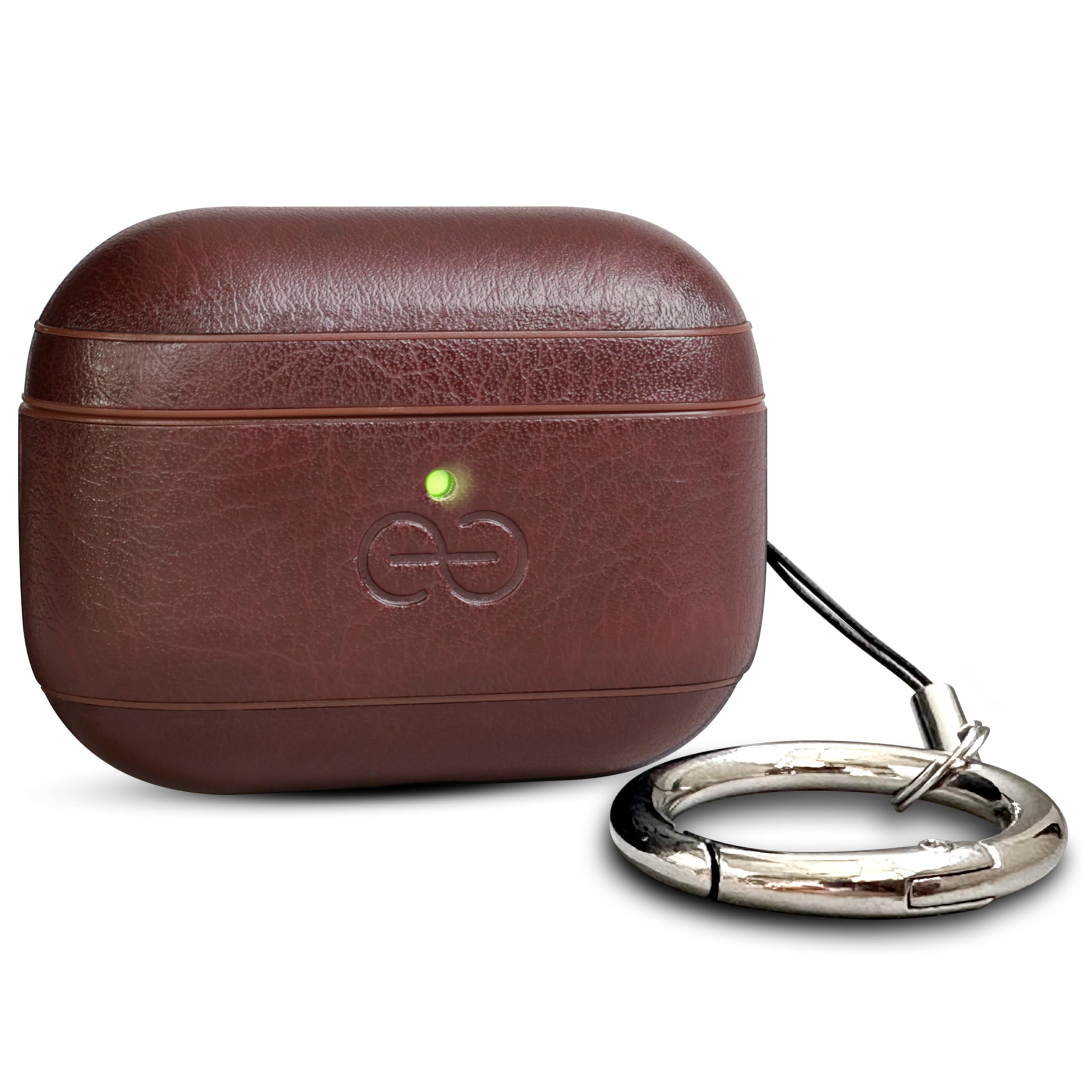 Dreem Vegan Leather AirPods Pro 3 Case Cover, Keychain Carabiner Clip, for Apple AirPods Pro 3 Case, Leather + Protective Hard Plastic Shell, MagSafe OK, with Reveal Motion Effect [Om:Coffee]