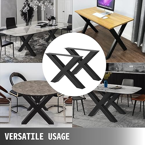 Miniatura 8 de VEVOR Juego de 2 patas de acero para mesa, patas para mesa de comedor, resistentes, perfil cuadrado de 3.1 pulgadas, patas para mesa estilo