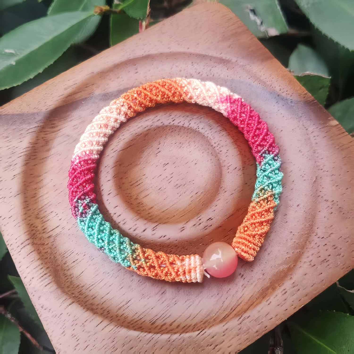 Unique Macrame Bracelet for Women, Elastic Stretch Fit, Galaxy Dyed Thread - Image 7