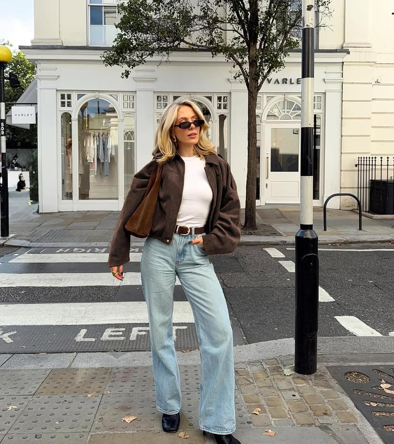 Womens Faux Suede Bomber Jacket Casual Lapel Pilot Cropped Coat Oversized Motorcycle Jackets 2025 Outerwear - Image 3