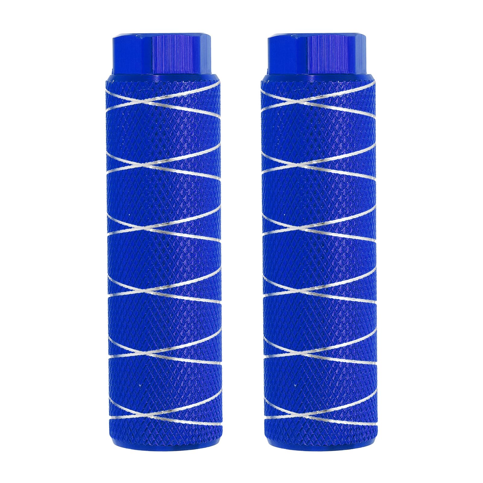 PATIKIL Bike Pegs Fit 3/8 Inch Axles, 2 Pack Aluminum Alloy Anti-Skid Lead Foot Bicycle Peg Back Seat Stands with Thin Line for BMX Mountain Dirt Bike Cycling Rear Stunt Pegs, Navy Blue