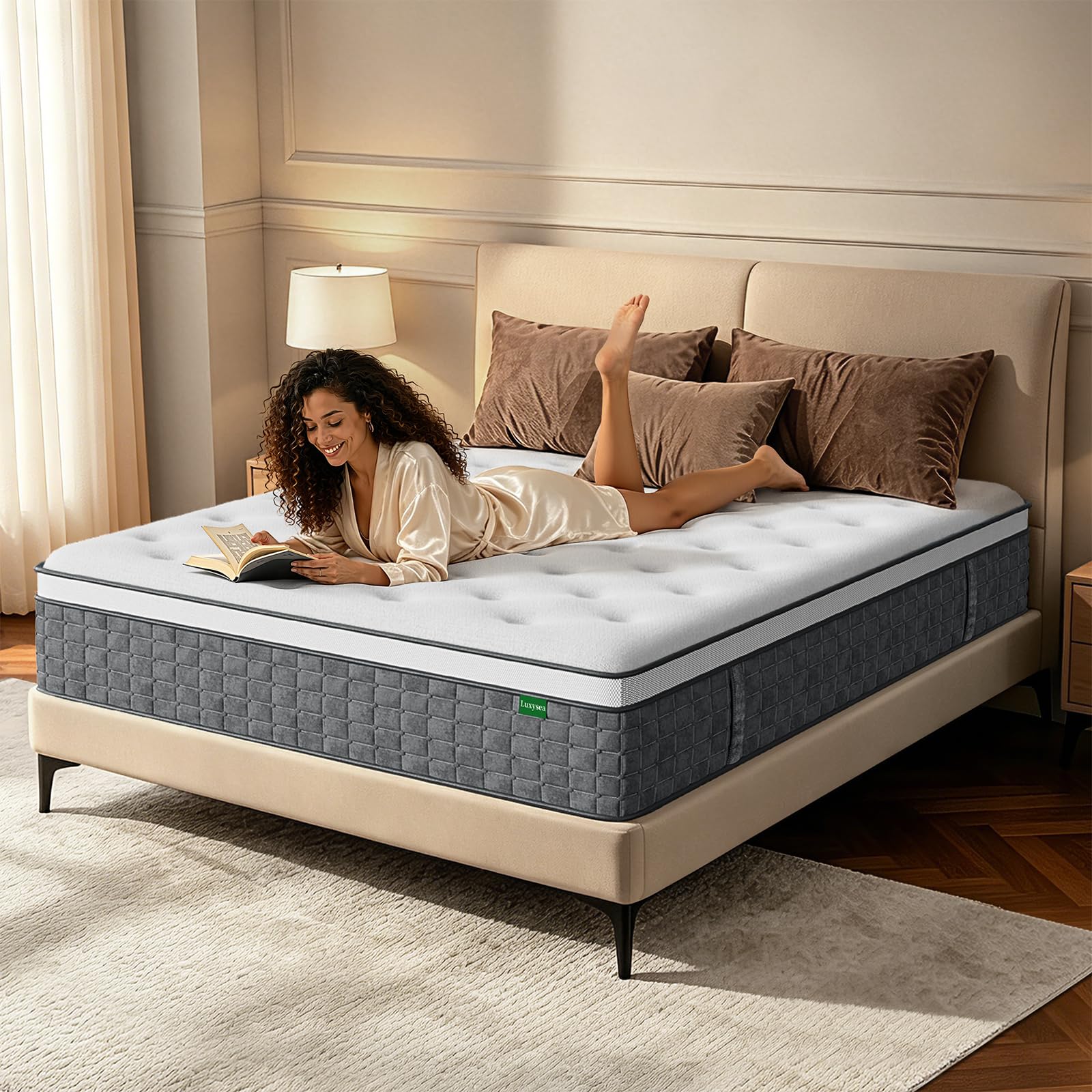 king size mattress 14 inch, medium firm feel, king mattress in box, individually pocket coils for motion isolation, cooling & comfortable sleep with gel foam, certipur-us certified