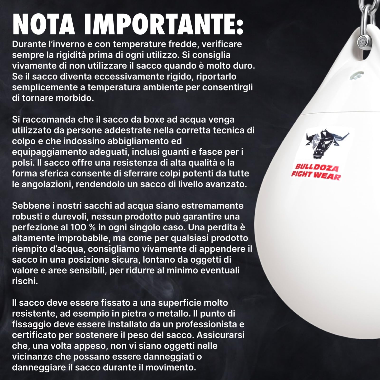 Bull Doza Sacco da Boxe Bianco ad Acqua – Sacco da Allenamento Riempito d’Acqua – Resistente (Small/Medium/Large)