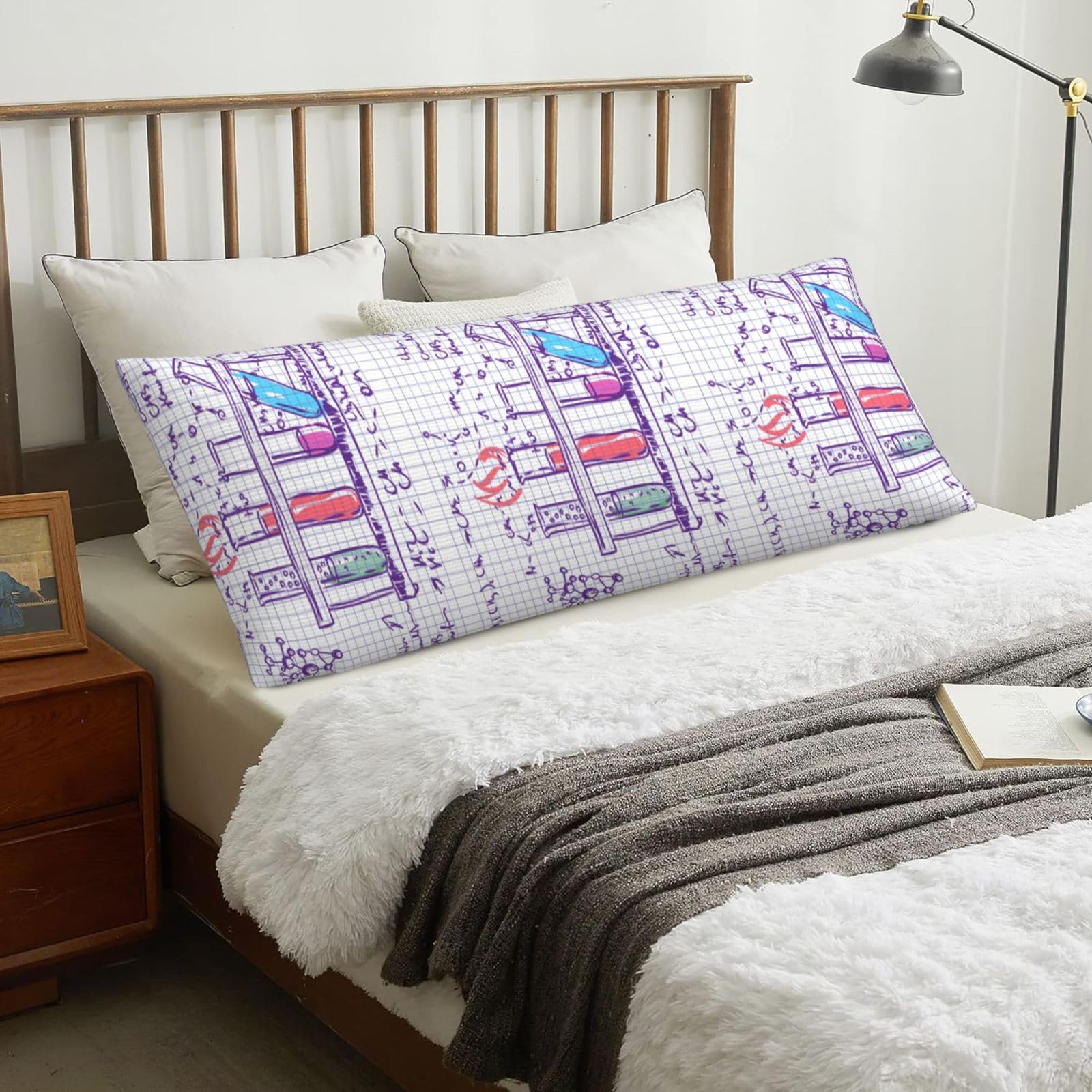 Science Chemistry Lab, Body Pillow Cover with Zipper,Long Body Pillowcase 20 x 60 in