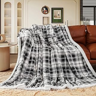 Inhand Sherpa Throw Blanket, Plaid Warm Cozy Soft Throw Blankets for Couch, Bed, Sofa，Reversible Fluffy Plush Flannel Flee...