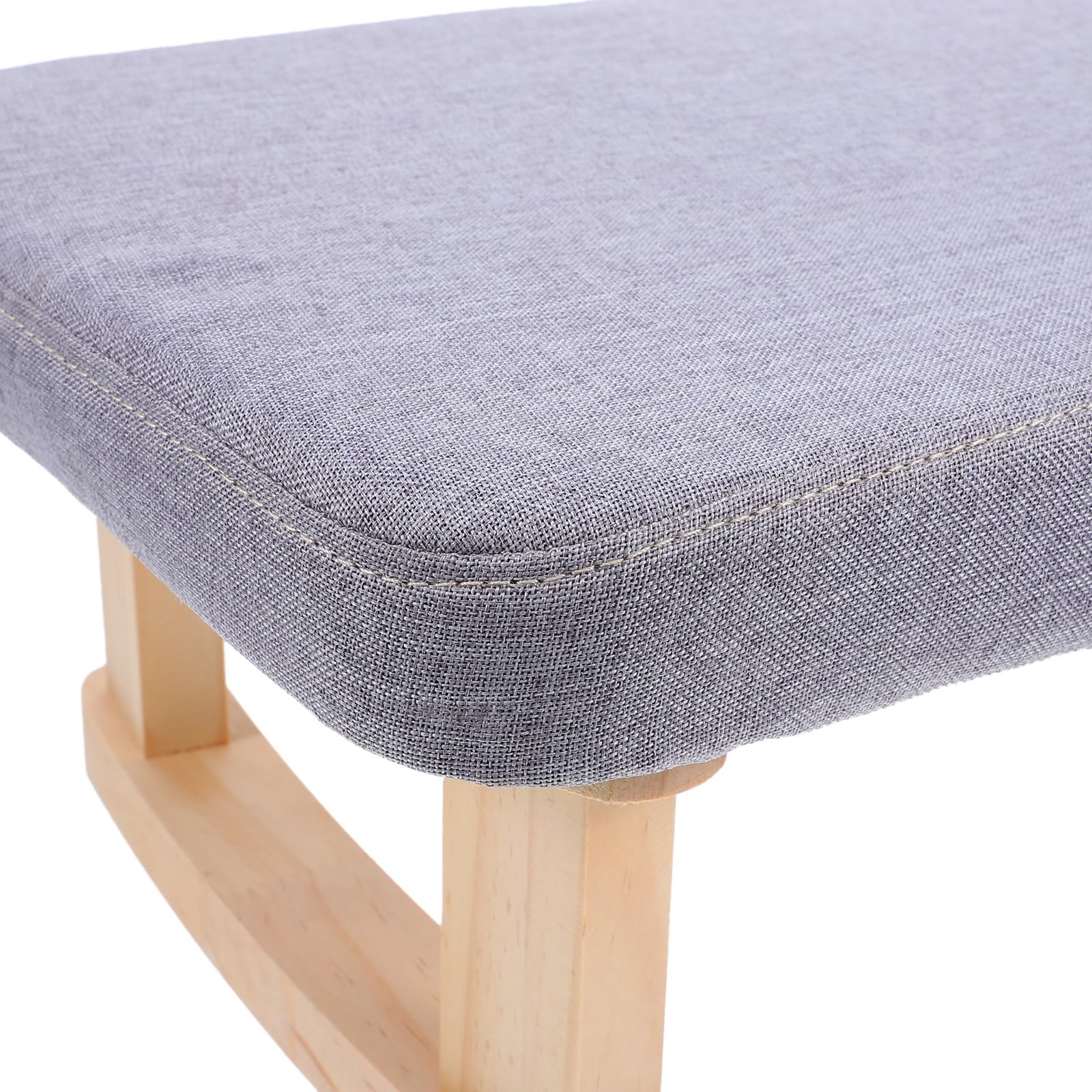 NOLITOY Taburete Pequeño de Madera Maciza Asiento Tapizado en Tela Gris, Reposapiés Multifuncional para Cambiar Zapatos, Meditación y Yoga, Portátil y Compacto para Hogar y Oficina