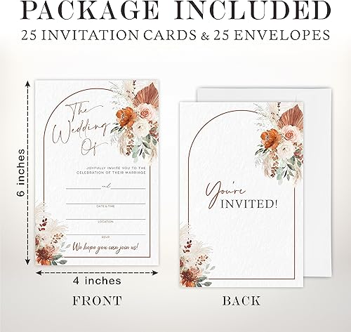 Miniatura 2 de Invitaciones de boda en acuarela  Arco floral  25 invitaciones de boda con sobres, invitaciones de estilo de relleno de doble cara para celebración