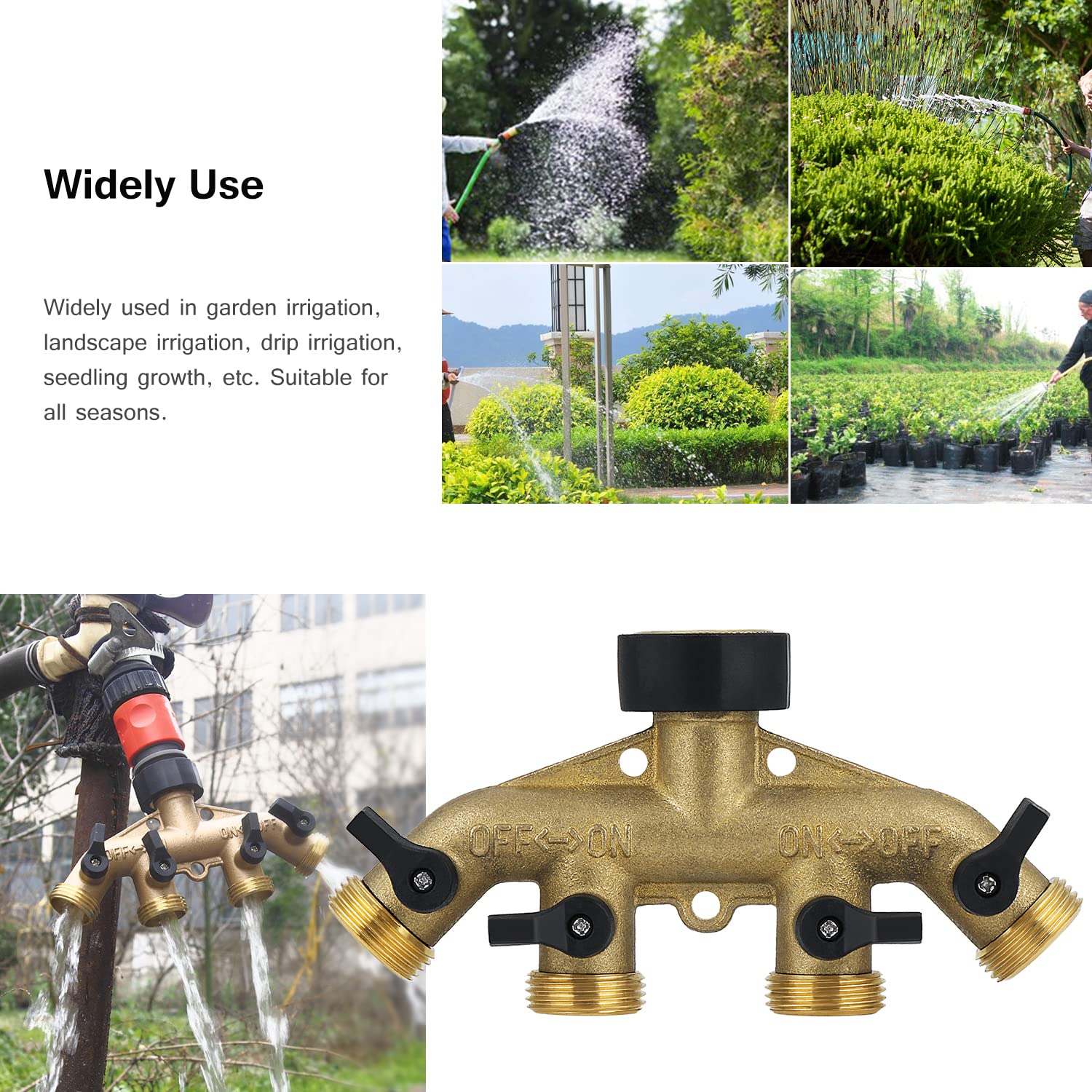 Rubinetto distributore connettore irrigazione da giardino Deviatore tubo a 4 vie con distributore acqua valvola per rubinetto esterno spruzza  15