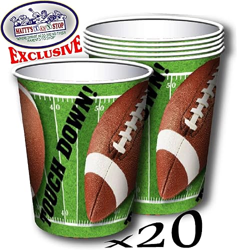 Miniatura 5 de Juego de suministros de fiesta temática de fútbol de lujo para 20 personas, incluye 20 platos grandes, 20 platos pequeños, 20 servilletas, 20 tazas