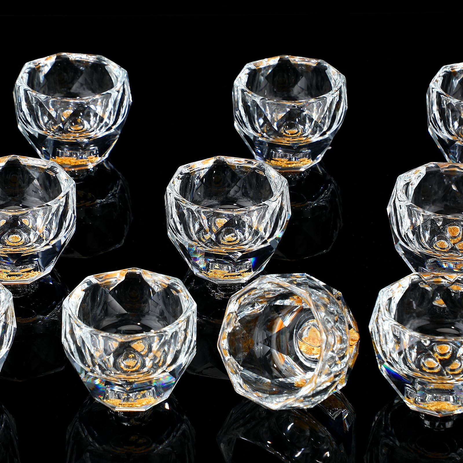 Photo 1 of Skybooly 12 Pcs Small Crystal Shot Glasses with 24k Gold Leaf Flakes - Mini Diamond Tequila Whiskey Shot Glasses Set Luxury Drinking Glassware for Party Bar Decor Collection Gift(Large,1.7 oz)