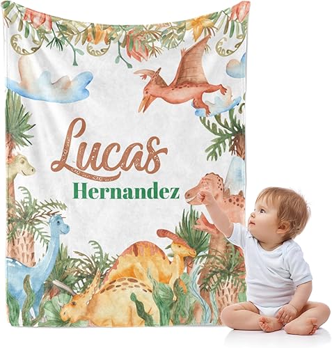 J&SBGFT Manta de bebé personalizada para niños, nombre personalizado, manta de recepción para niños pequeños y niños, manta decorativa para cuna, 30