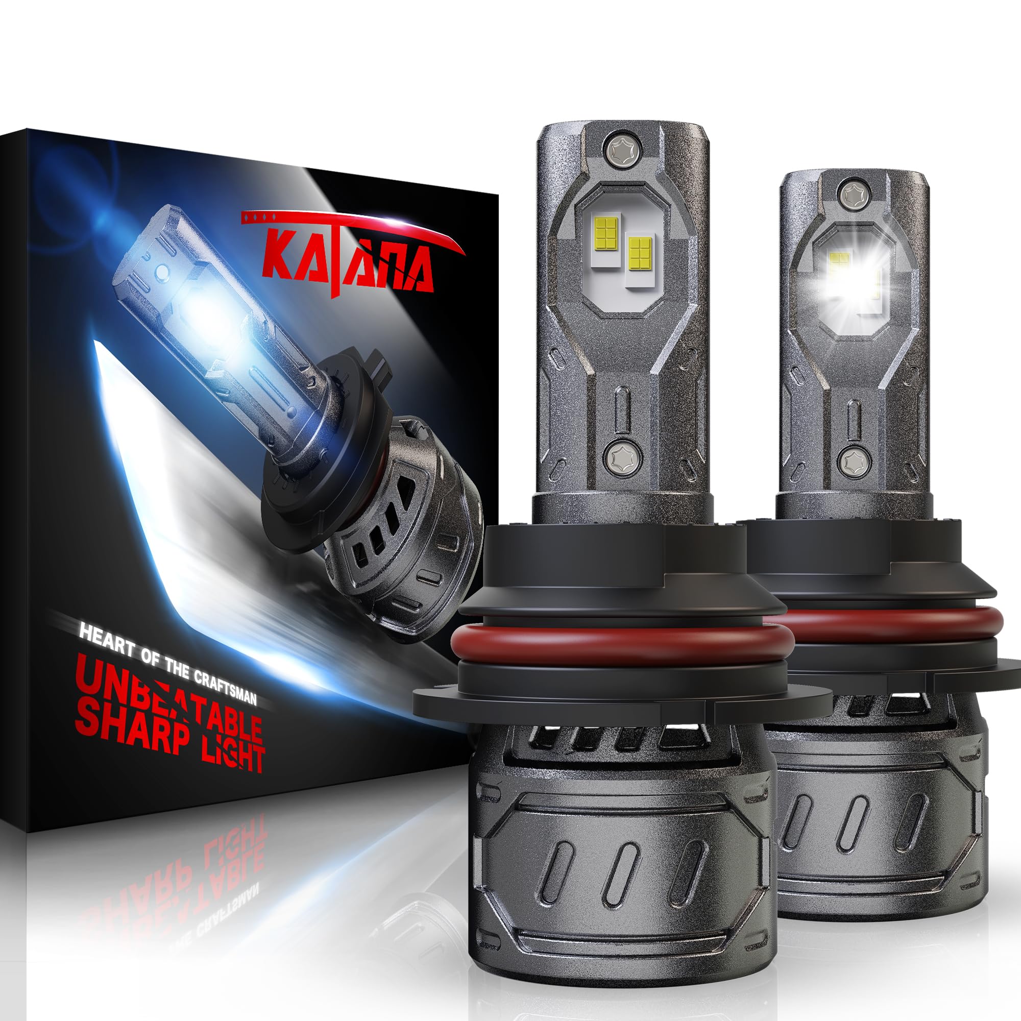 Katana 9007 Bulb,HB5 400% Brightness 6500K 1:1 Size Plug and Play Fog of 2