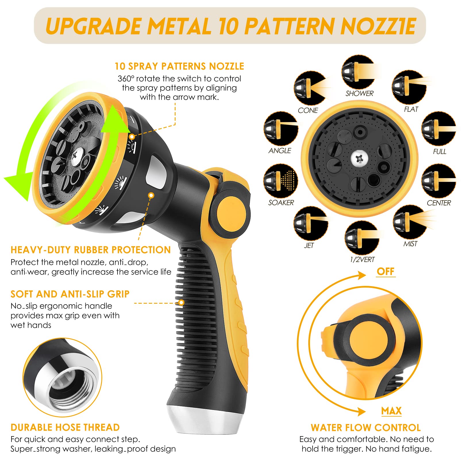 KETTOYA 100FT Expandable Garden Hose, Flexible Water Hose with 10-Pattern Spray Head, Leakproof Retractable Heavy Duty Hose Pipe, 4 Layer Latex Core, Durable 3750D, Solid Brass Connector, Kinkproof KETTOYA 100FT Expandable Garden Hose, Flexible Water Hose with 10-Pattern Spray Head, Leakproof Retractable Heavy Duty Hose Pipe, 4 Layer Latex Core, Durable 3750D, Solid Brass Connector, Kinkproof