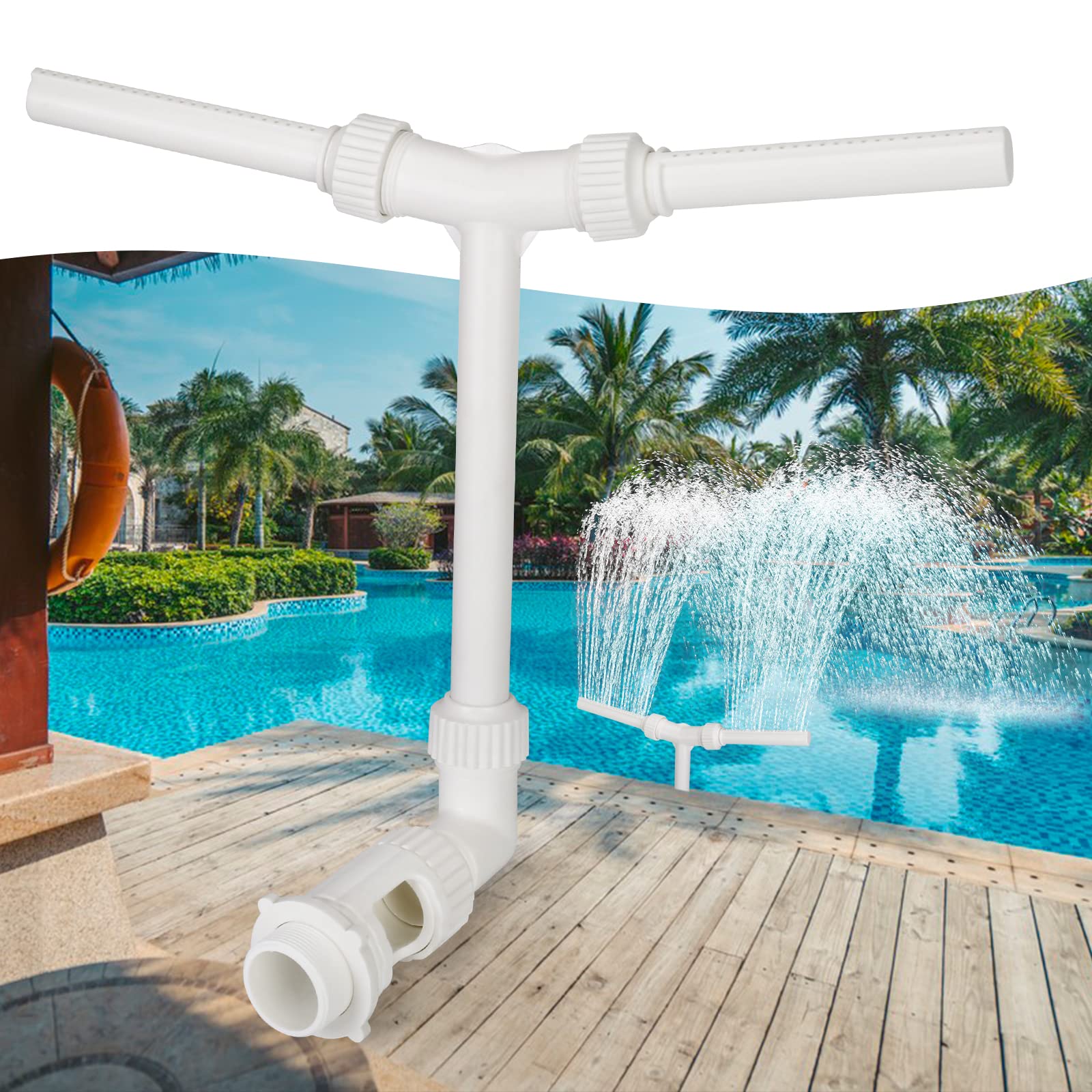 Photo 1 of Pool Waterfall Fountain Pool Sprinkler Fountain for Above Ground Inground Pools, MOLINGRITAR Outdoor Swimming Pool Sprinkler Aerates for Fresh Pool Water, Pool Spray Device for Yard Garden Pond Decor