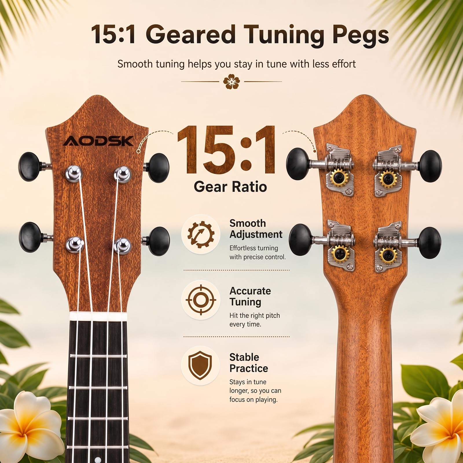AODSK Ukulele sopranowe dla początkujących 53 cm zestaw Ukelele z torbą Gig Tuner nylonowy sznurek 4 kostki tkanina lekcja online prezent świąteczny