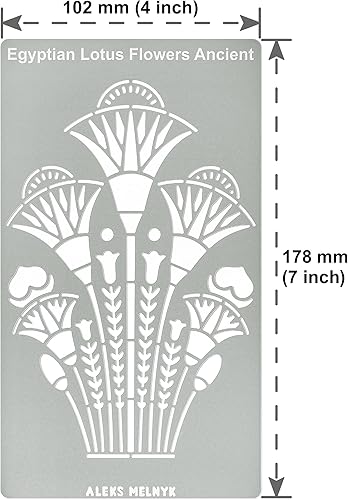Miniatura 4 de Aleks Melnyk No.459 - Plantilla de metal, espirales, flores de loto egipcias antiguas, adorno, patrones, plantilla pequeña, 1 unidad, plantilla para