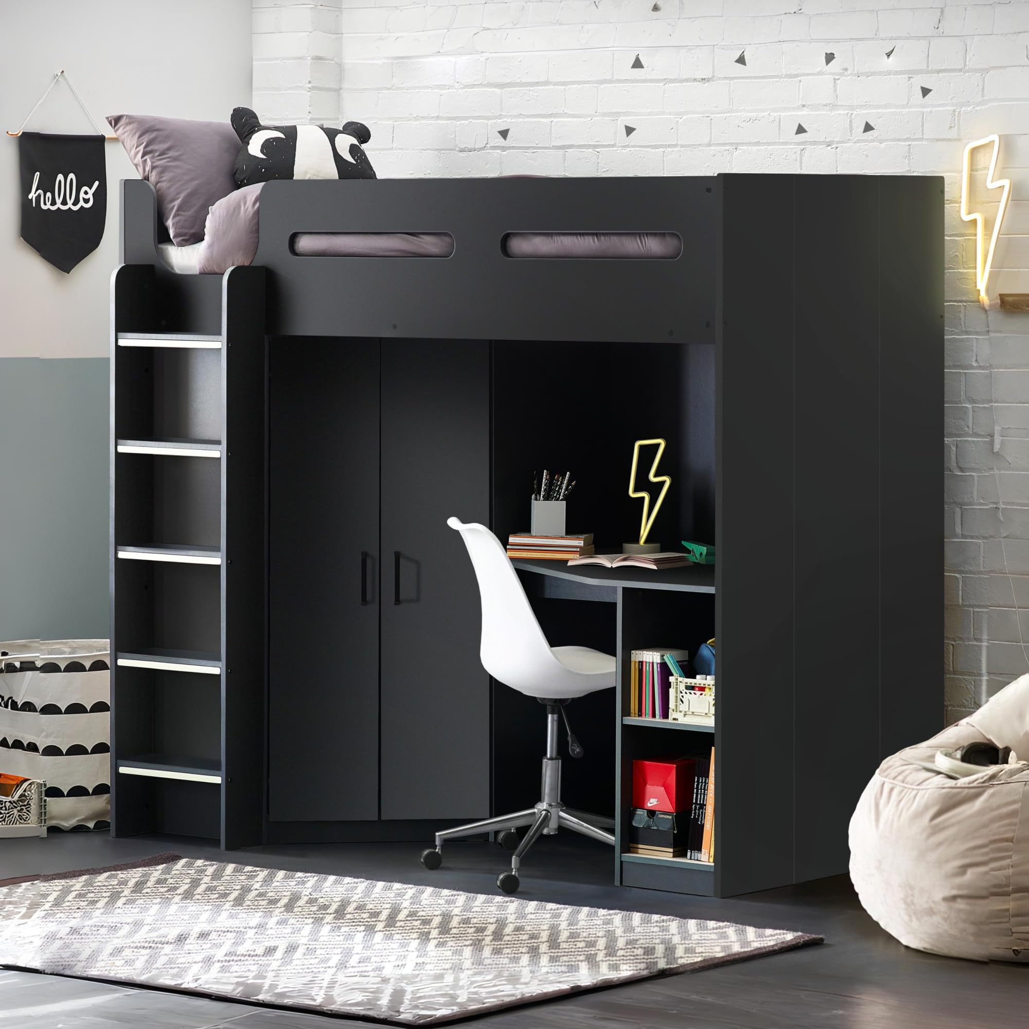 Julian Bowen Hercules Anthracite High Sleeper With Storage