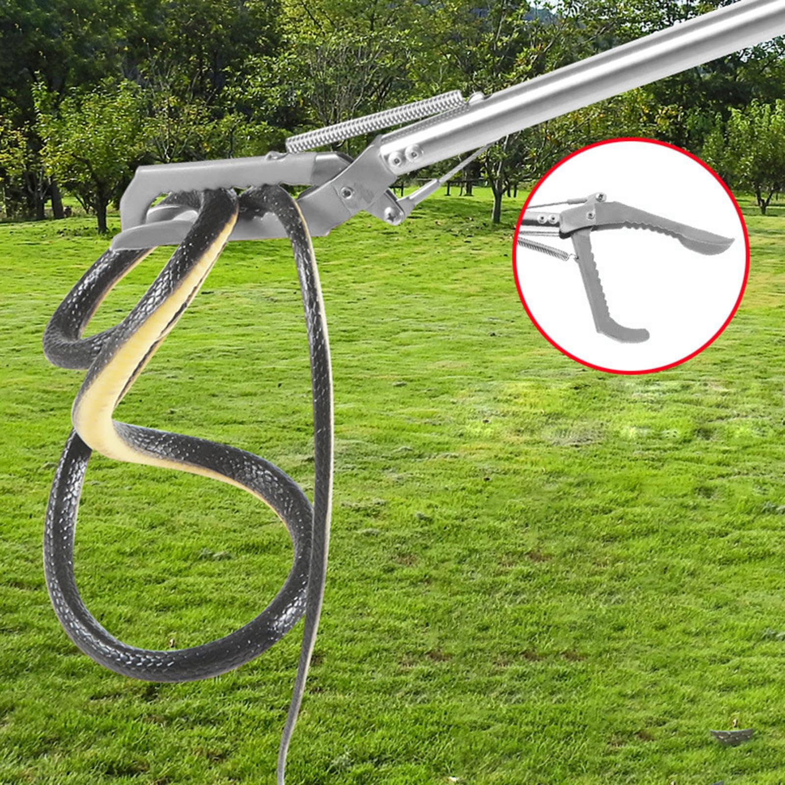 Pinza Serpientes Herramienta Recolectora Reptiles Acero Inoxidable Gancho Plegable Antideslizante Adecuada para Manipulación de Serpientes Capt, 150CM