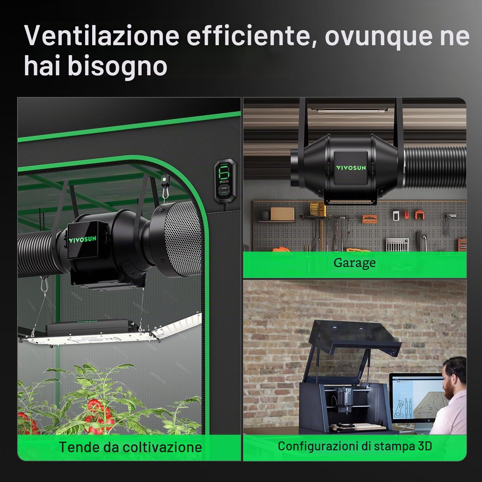 VIVOSUN Kit Estrazione Ventilatore da Condotto 100mm 331m³/h Regolatore Velocità E12 Filtro a Carbone e Condotto 240cm AeroZesh G4 Sistema Raffreddamento Ventilazione per Tenda Coltivazione