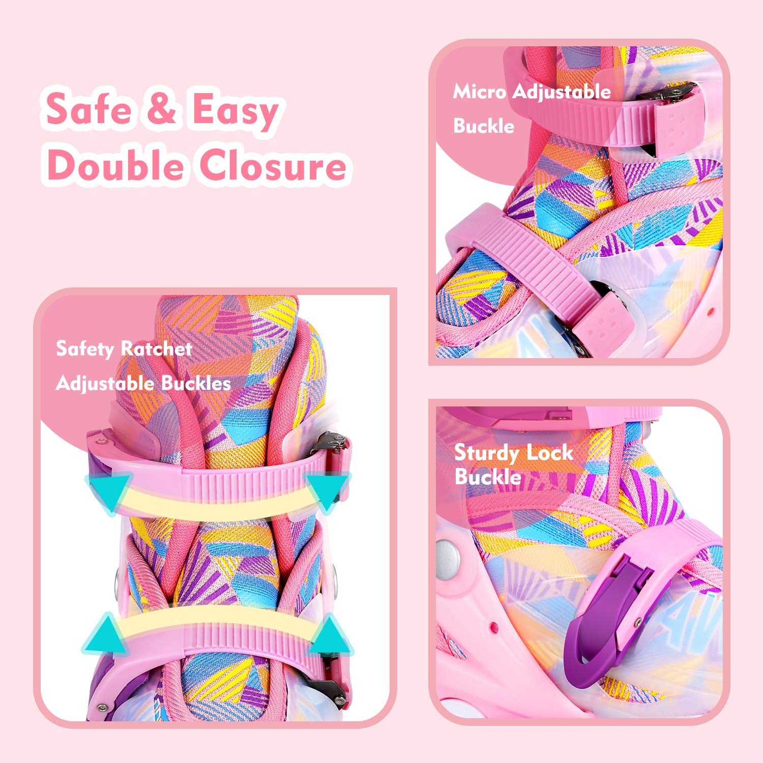 GVDV Roller Skates for Kids Adjustable Size Double Roller Skates