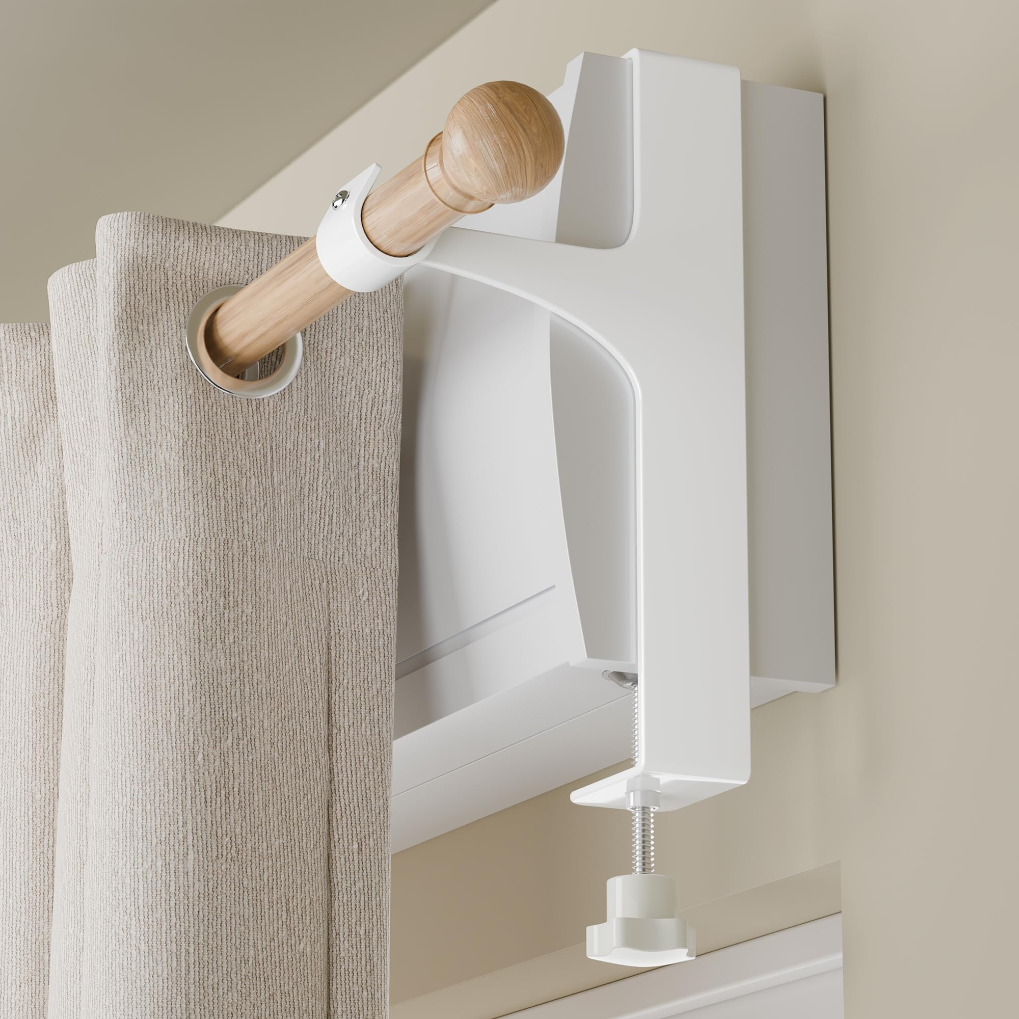 2 x Curtain Rod Brackets No Drilling - Roller Shutter Box Bracket, Universal Metal Curtain Pole Bracket, Easy Installation Without Tools