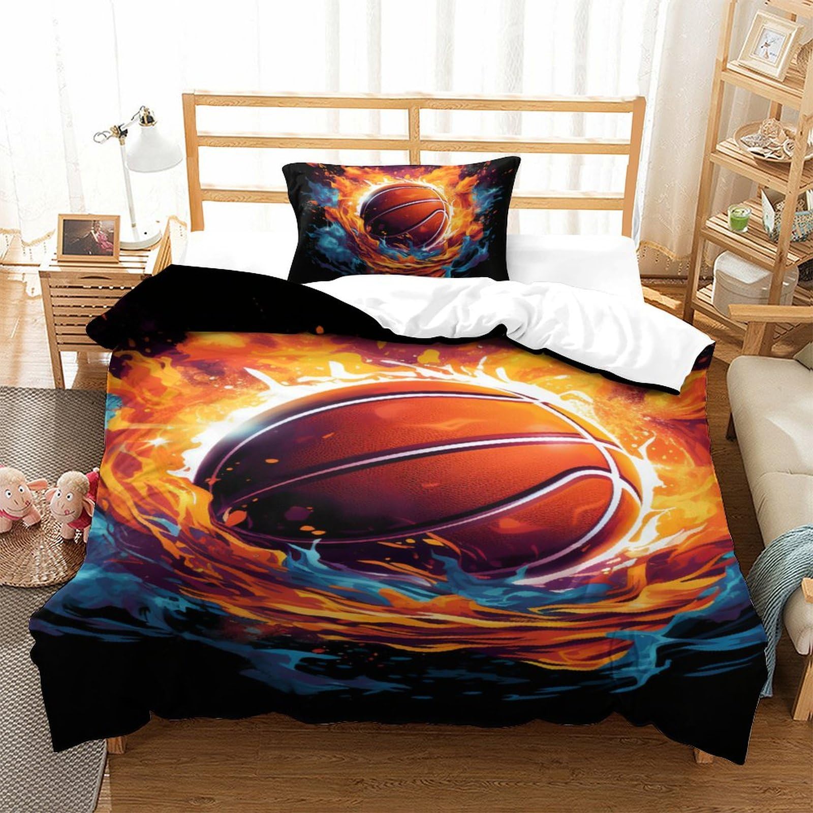 Parure de lit basketball 3D idéale pour relooker une chambre d'ado fan de sport