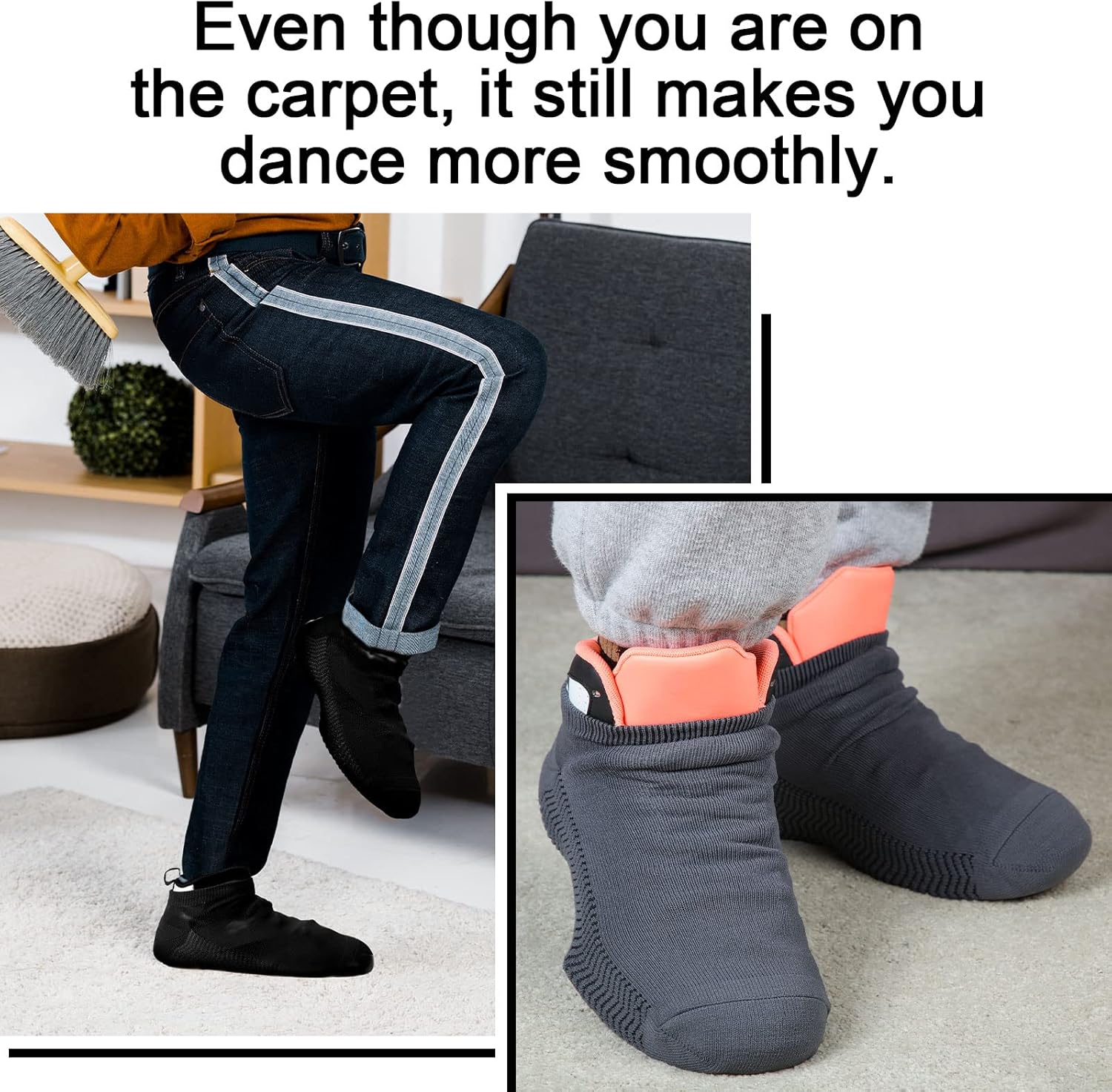 SATINIOR 4 Pairs Dance Shoe Socks over Sneaker for Smooth Turns Dance Knees Protect Ballet - Image 5