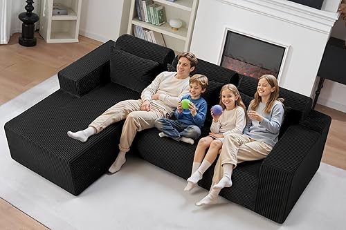 Miniatura 5 de HABUTWAY Sofás seccionales para sala de estar, sofá modular en forma de L de 105 pulgadas sin montaje, sofá modular con asiento profundo, juegos de