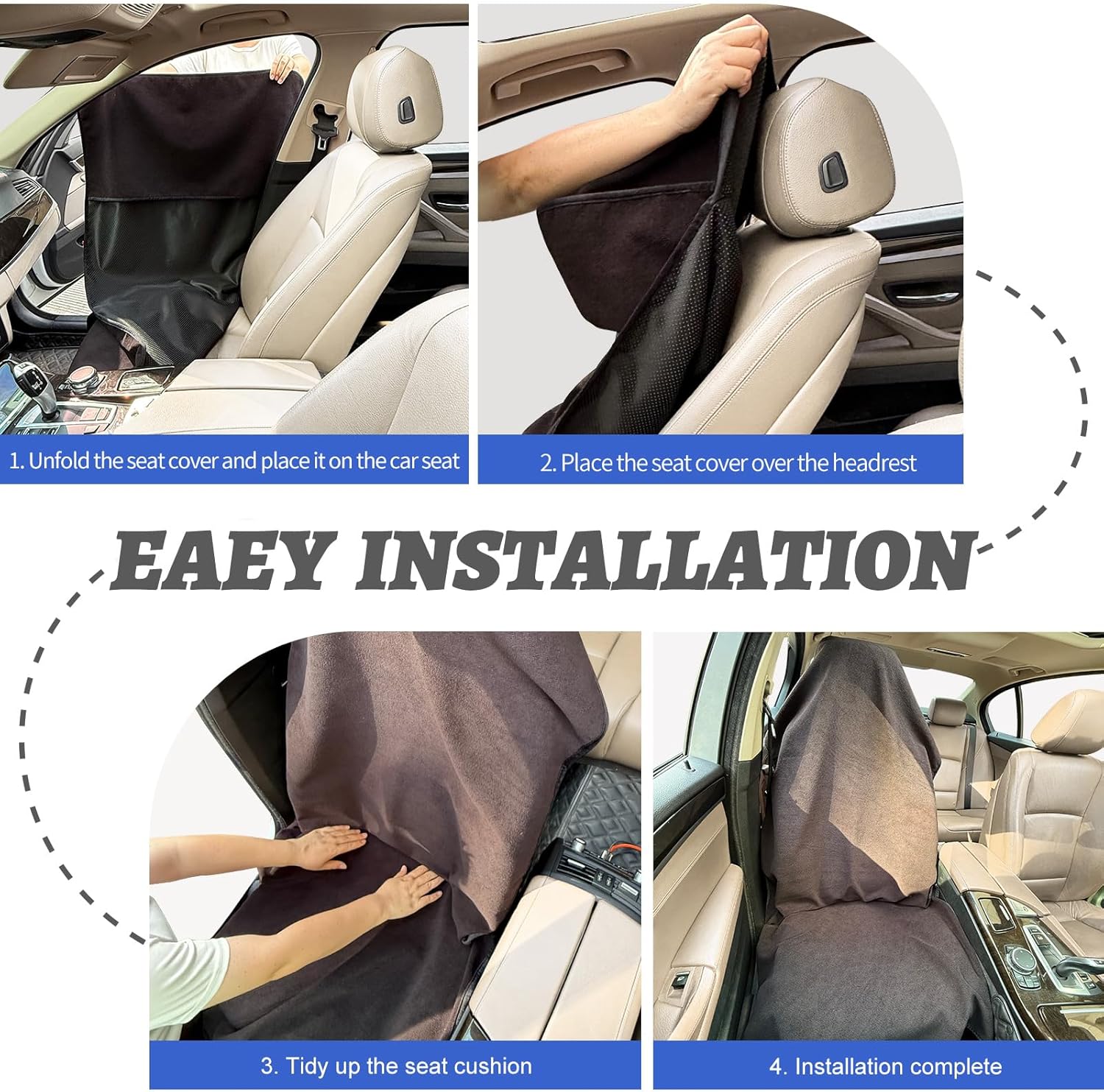 Car Front Seat Cover: Waterproof & sweatproof, fits all cars/SUVs/trucks. Ideal for gym, sports & beach. 3-layer non-slip, easy machine wash. Shields seats from stains & wetness. (Black, 2Pcs)