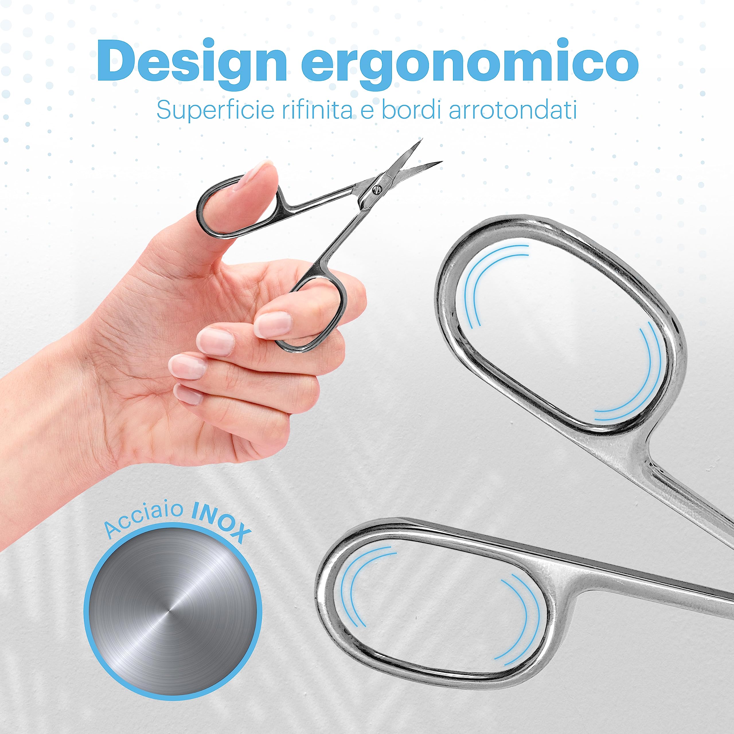 Forbici per Cuticole in Acciaio Inox, Lama di Precisione Professionale, Strumento Manicure e Pedicure per Rimozione Cuticole e Taglio Unghie, Ergonomiche e Antiscivolo