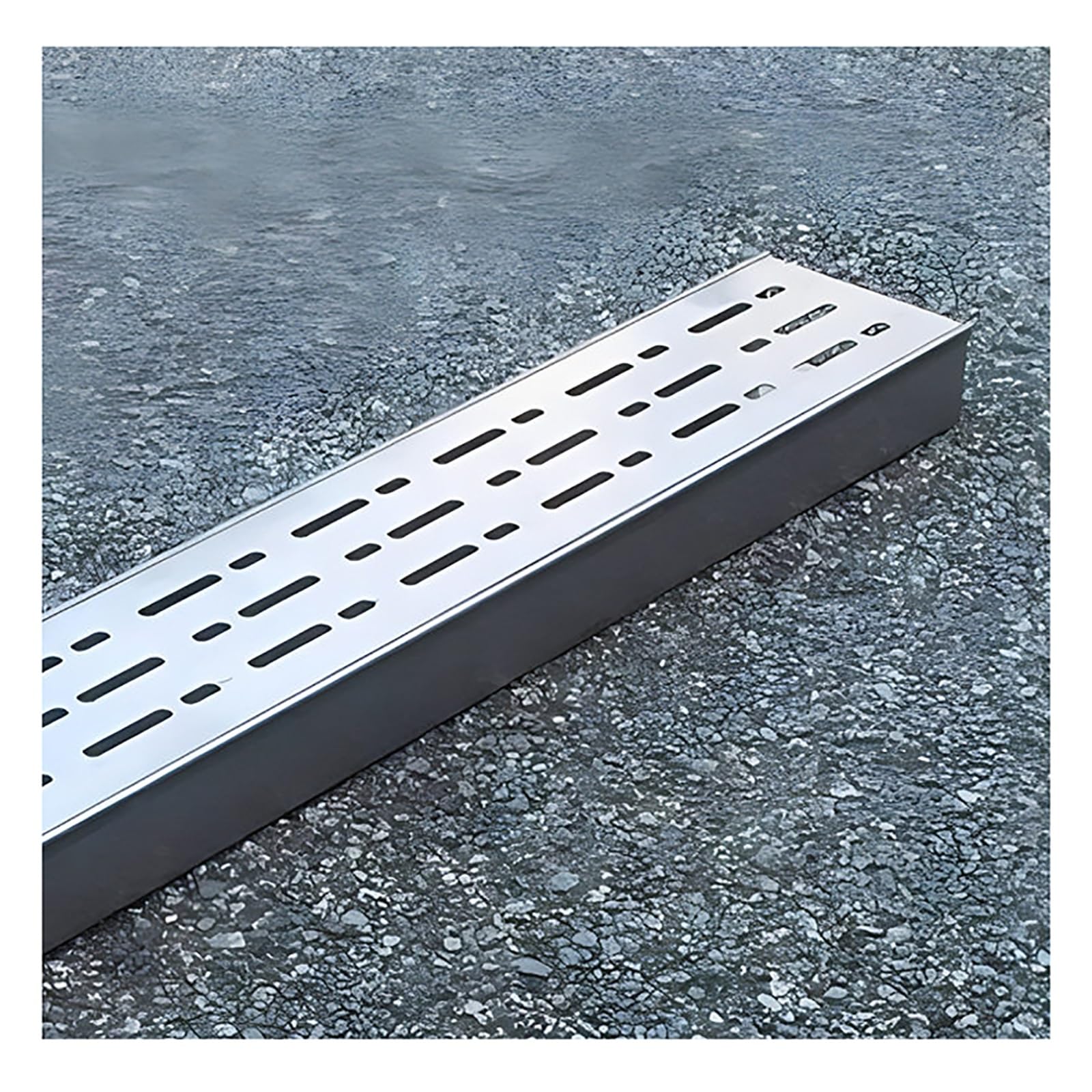 GLDYTVF Durable Narrow Outdoor Drain Cover with Removable Stainless Steel Grate - Ideal for Sidewalks Homes Garages and Gardens (H5*W7CM/H1.96*W2.75IN)