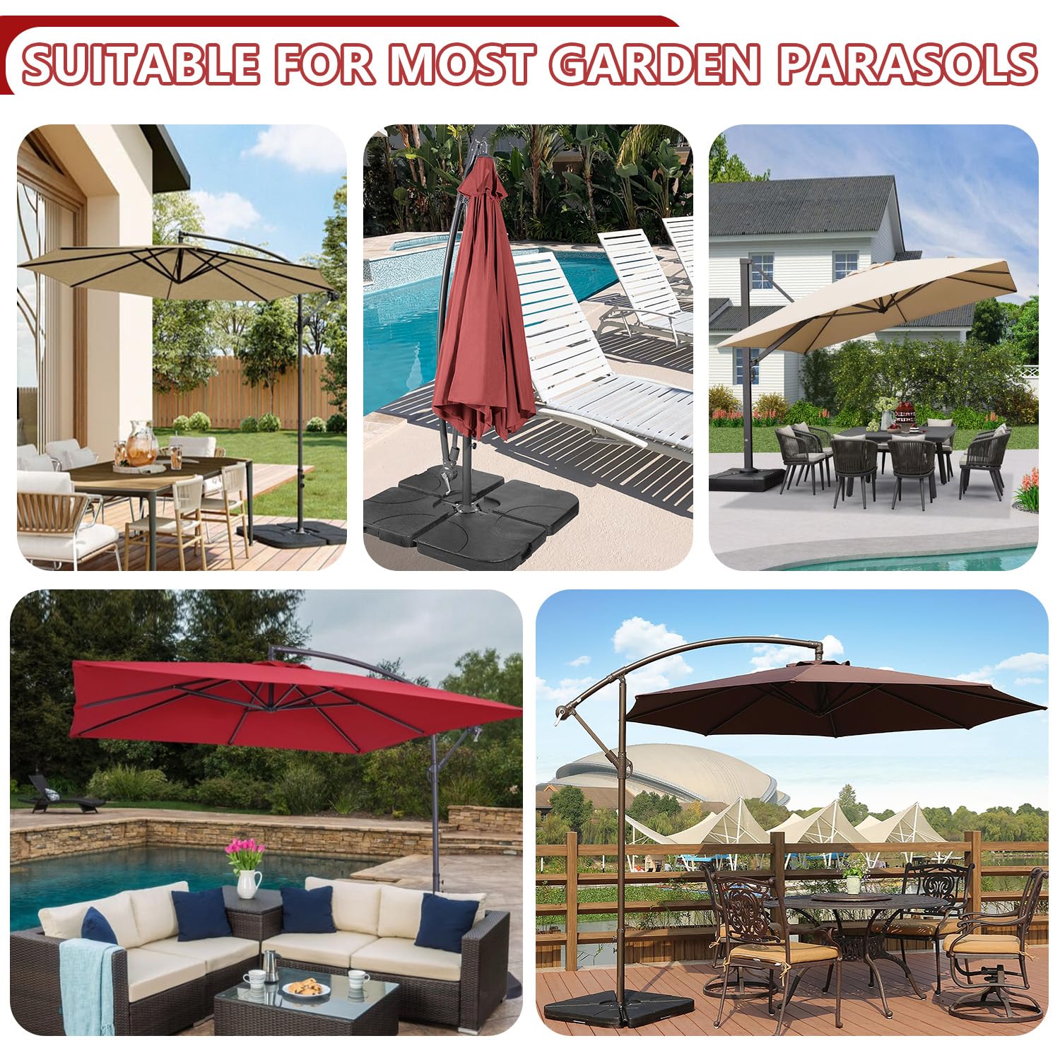 LAMUNI Copri Ombrellone Impermeabile Giardino 3-5m Cerniera 240x40/70/50cm