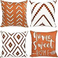 Vista 25 de Juego de 4 fundas de almohada decorativas de 20 x 20 pulgadas, color rojo vino, fundas de almohada para sofá, cama, sala de estar, fundas