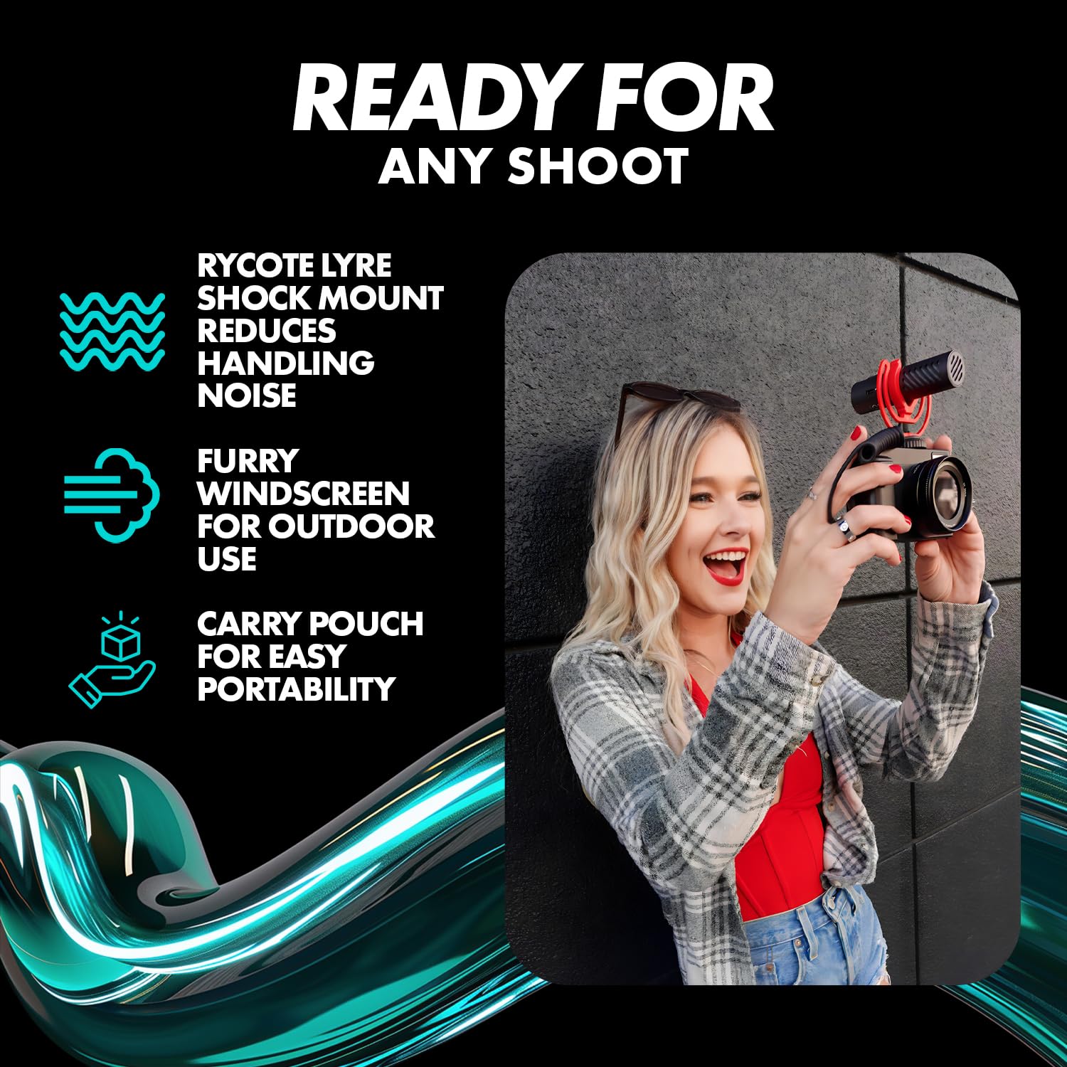 Movo VXR10-AI Microfono Shotgun con Cancellazione del Rumore AI - Microfono per Fotocamera per DSLR, Smartphone e Computer - Microfono Supercardioide per Fotocamera con Cavi da 3,5mm e USB-C