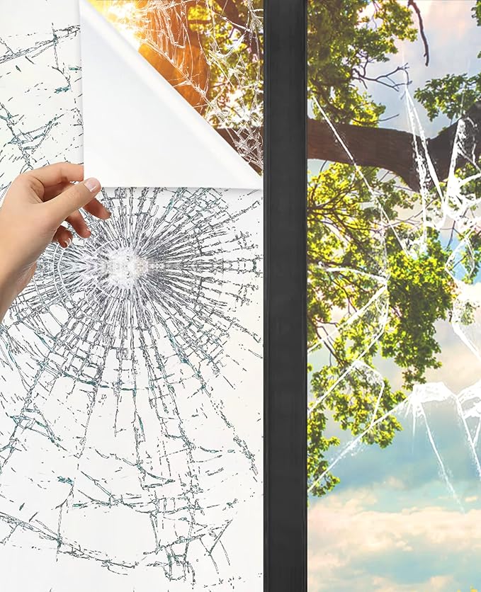 White Frosted Window Security Film 17.5in X 9.84ft, Tempered Glass Window