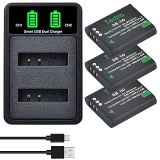 Tectra 3-Pack DB-110 Battery and LED Dual Charger for Ricoh GR III, GR IIIx, Theta X, WG-6, G900, G900 II, G900SE II Digital Cameras as LI-92B/LI-90B - Amazon product rated Grade A