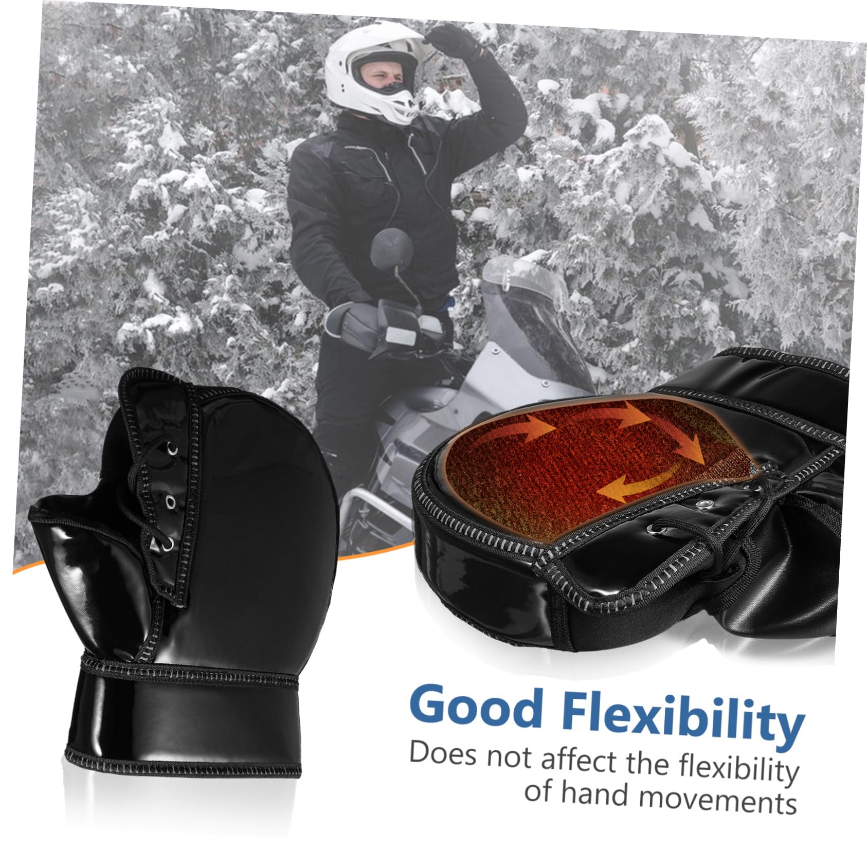 Manopole Moto Invernali 1 Paio Nero Pu Fibra Sintetica | Antivento, Calde e Isolate, Vestibilità, Facili da Pulire, per Rides in Inverno e Freddo